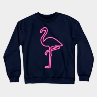 80's Gift 80s Retro Neon Sign Pink Flamingo Crewneck Sweatshirt